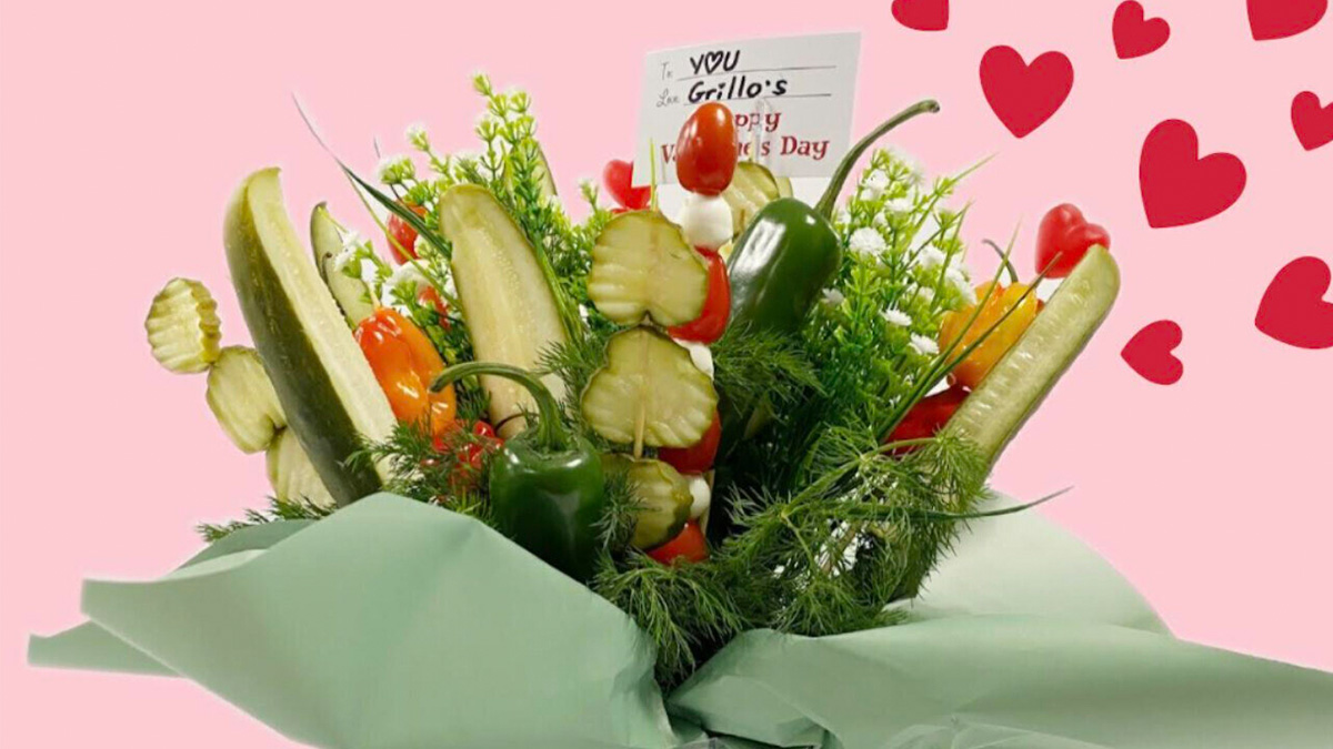 Love for pickles blossoms in this Valentine’s Day bouquet